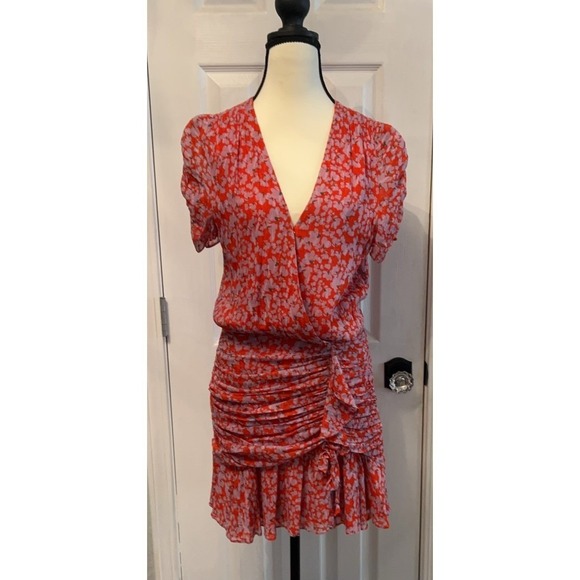 Tanya Taylor Red Printed Zora Dress Size 6 City Cocktail - Picture 2 of 10